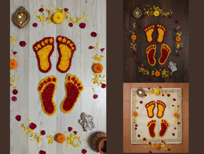 Peacock Glow Statement Rangoli Mat by Rangfuroli