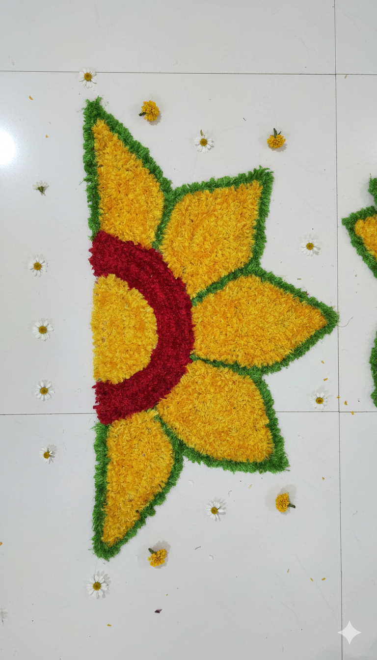 Half flower rangoli mat