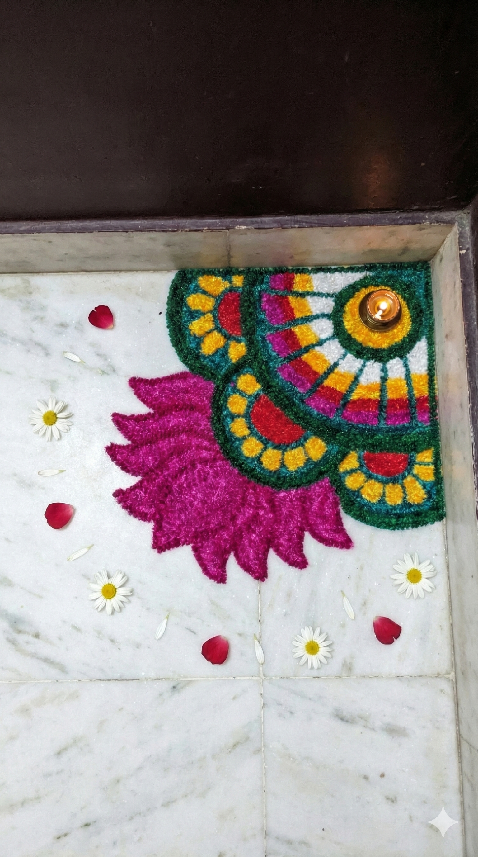 Lotus corner mat rangoli