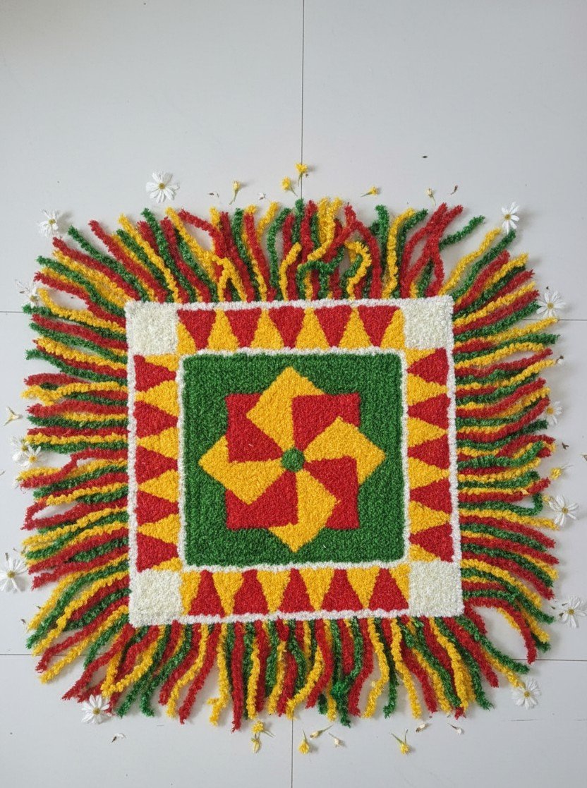 Swastik chaurang rangoli mat design