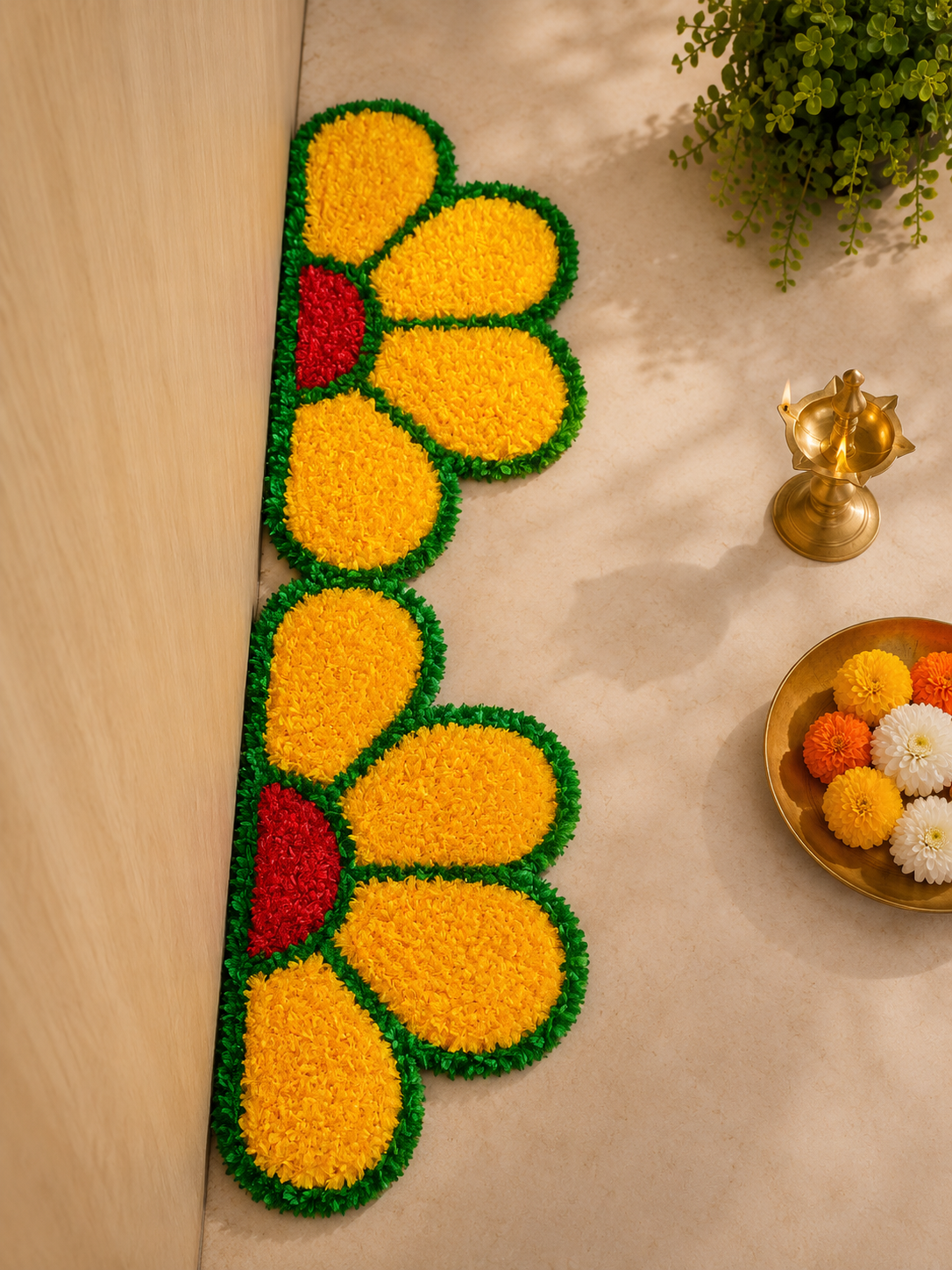 Marigold Half Rangoli Mat
