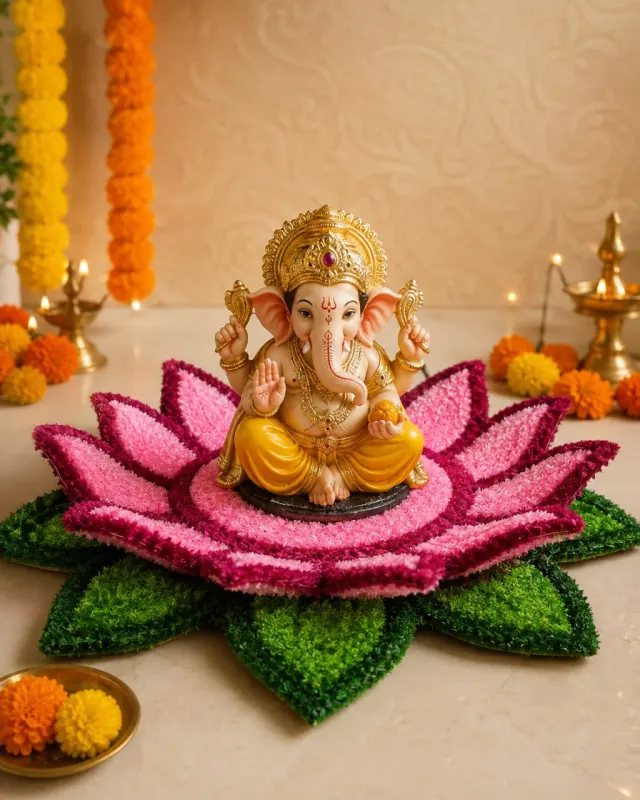 Rangfuroli Lotus Aasan – Ganpati Decoration Mat
